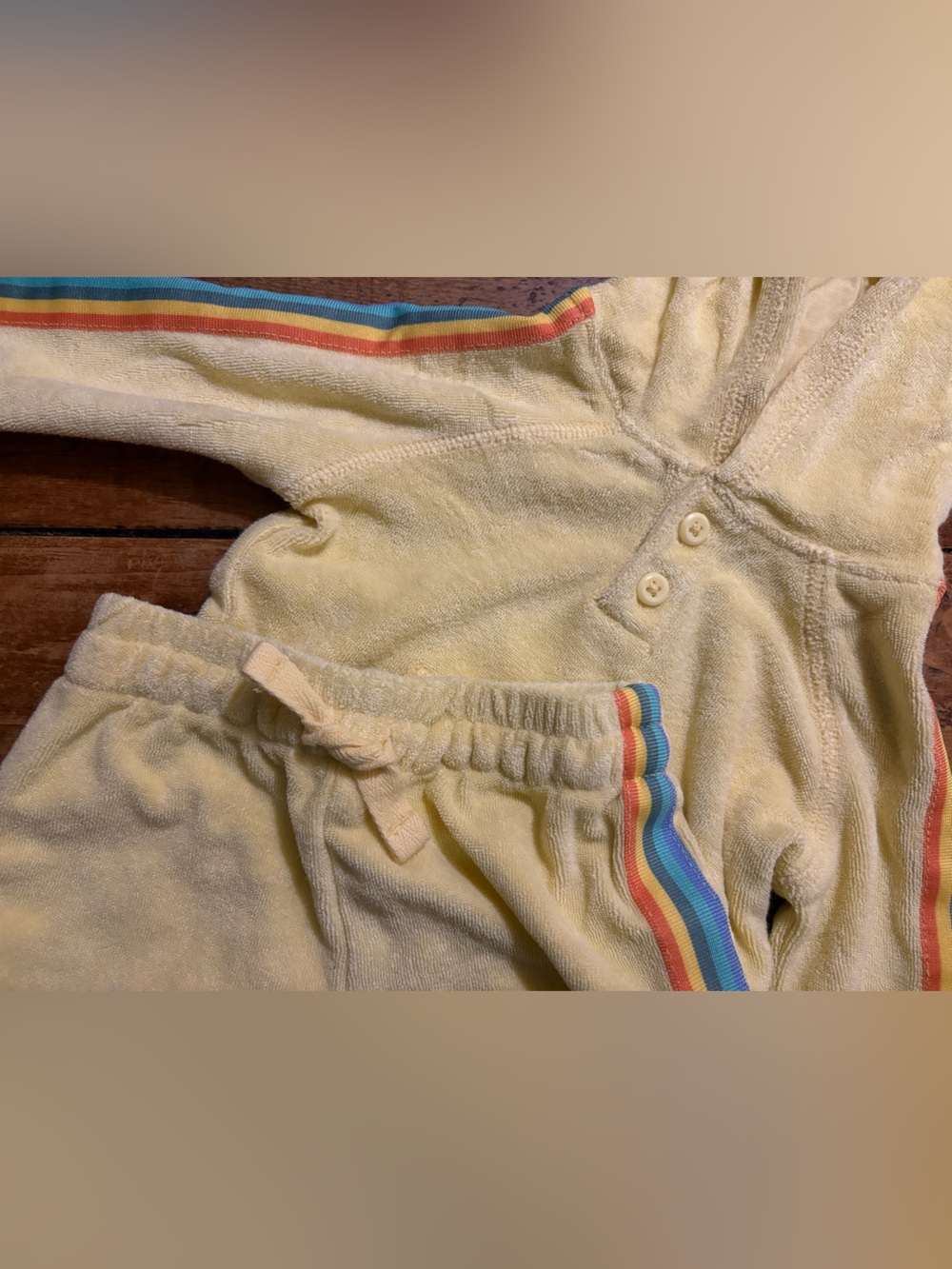 Hanna Andersson Terry Hoodie & Shorts Set with Rainbow Stripes - Picture 5 of 5
